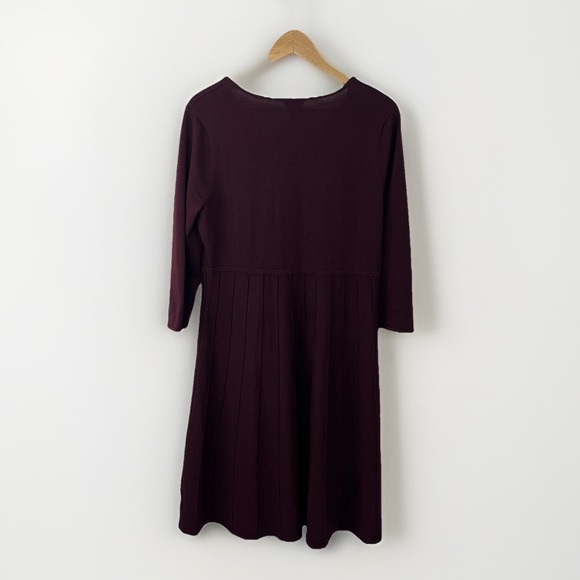 Talbots Sweater Dress Pure 100% Merino Wool Pleated Burgundy Wine Old Money LP - Picture 7 of 13